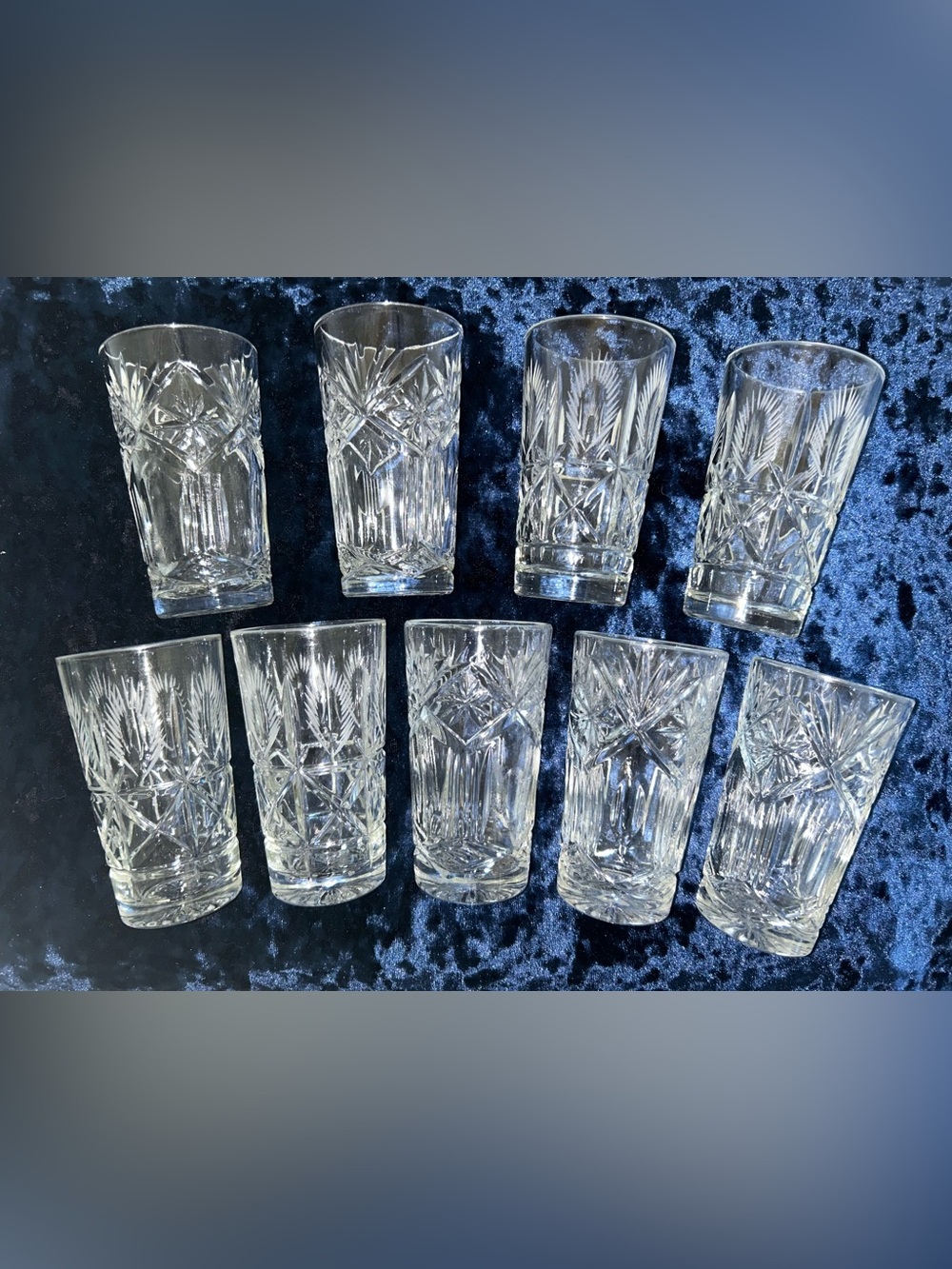 Clear Cut Crystal Highball Glasses - Set of 9